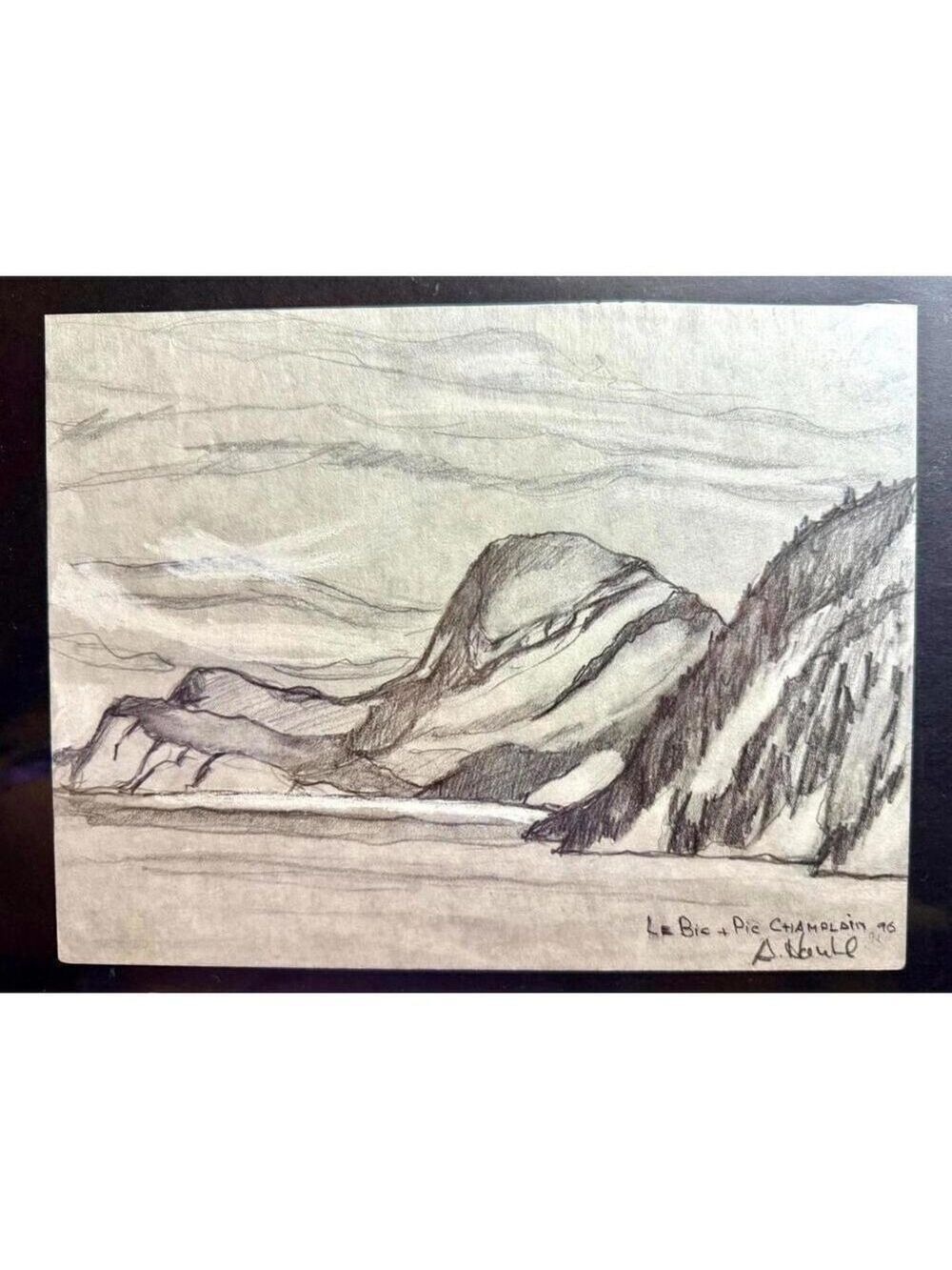 Quebec Art - Original Alain Nantel – Le Bic + Pic Champlain 1996 - Graphite